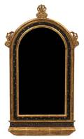 A Neoclassical Style Lacquered and Parcel Gilt Domed Frame Mirror