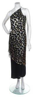 A Stephen Burrows Metallic Foil and Black Dress