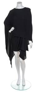 An Oscar De La Renta Sheer Black Cape Ensemble