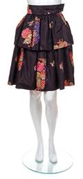A Lanvin Multicolor Floral Tiered Skirt