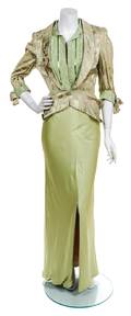A John Galliano Green Silk Dress Ensemble