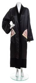 An Hermes Black Silk Robe