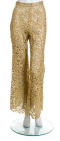 A Pair of Gianni Versace Metallic Gold Lace Pants