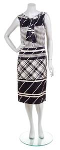 A Tuleh Black and White Geometric Print Dress