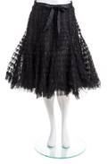 An Oscar de la Renta Black Tiered Tulle and Sequin Skirt