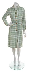 A Chanel Green Boucle Plaid Coat