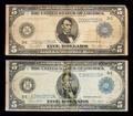 Two United States Series 1914 5 Federal Reserve Notes