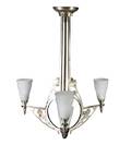 An Art Deco Metal and Glass FourLight Chandelier