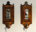 A Pair of English Walnut and Brass Single Light Sconces