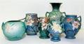 A Group of Six Roseville Pottery Items