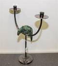 A Mexican SilverPlate and Stone TwoLight Candelabra
