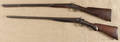 Group of three black powder damascus barrel shotguns