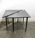 A Pair of Modern Black Lacquered Triangular Side Tables