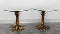 A Pair of Gilt Tole and Glass Side Tables