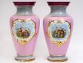 PAIR OF FRENCH ENAMELED DECORATED PORCELAIN VASES