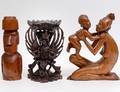 THREE CARVED WOOD SCULPTURES