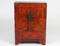 CHINESE RED PAINTED CUPBOARD