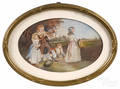 Miniature watercolor of four children