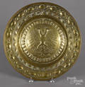 Embossed brass alms dish