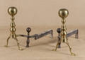 Pair of Federal brass ball top andirons