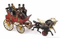 Hubley cast iron horse drawn twoseat brake with four riders and two horses