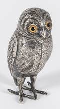 English silver owlform scent bottle
