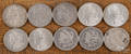 Ten Morgan silver dollars of various dates and conditions