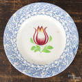 Blue and white spongeware tulip plate