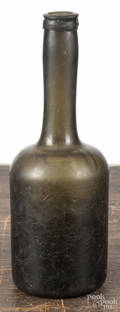 Blown olive glass bottle