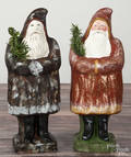Two large contemporary chalkware belsnickle Santa Claus figures