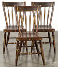 Set of six Pennsylvania painted plank seat chairs
