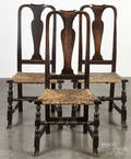 Three similar New England Queen Anne dining chairs