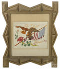 Tramp art carved and painted frame