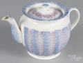 Purple and blue rainbow spatterware teapot