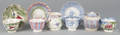 Nine pieces of spatterware porcelain