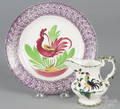 Sarreguemines spatterware plate with rooster