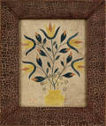 Pennsylvania watercolor fraktur drawing of potted tulips