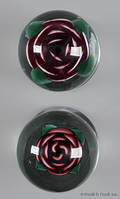 Two rose pedestal paperweights