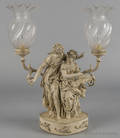 Painted white metal figural table lamp