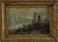 Oil on canvas landscape with castle
