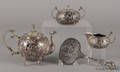Dutch threepiece repouss silver tea service