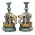 Pair of chinese cloisonne elephants