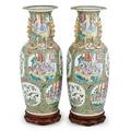 Pair of chinese export famille rose floor vases