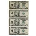 Uncut sheets of modern us currency