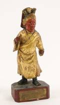 Chinese Carved Polychrome  Parcel Gilt Figure