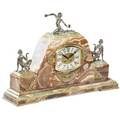 Art deco onyx and marble mantel clock