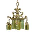 Tiffany studios attr bronze and glass chandelier