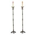 Pair of oscar bach patinated metal lamps