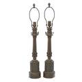 Pair of french cast metal table lamps