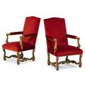 Pair of baroque style walnut armchairs